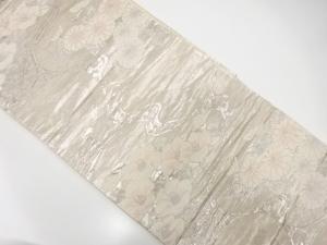 アンティーク　流水に花模様織り出し袋帯（着用可）